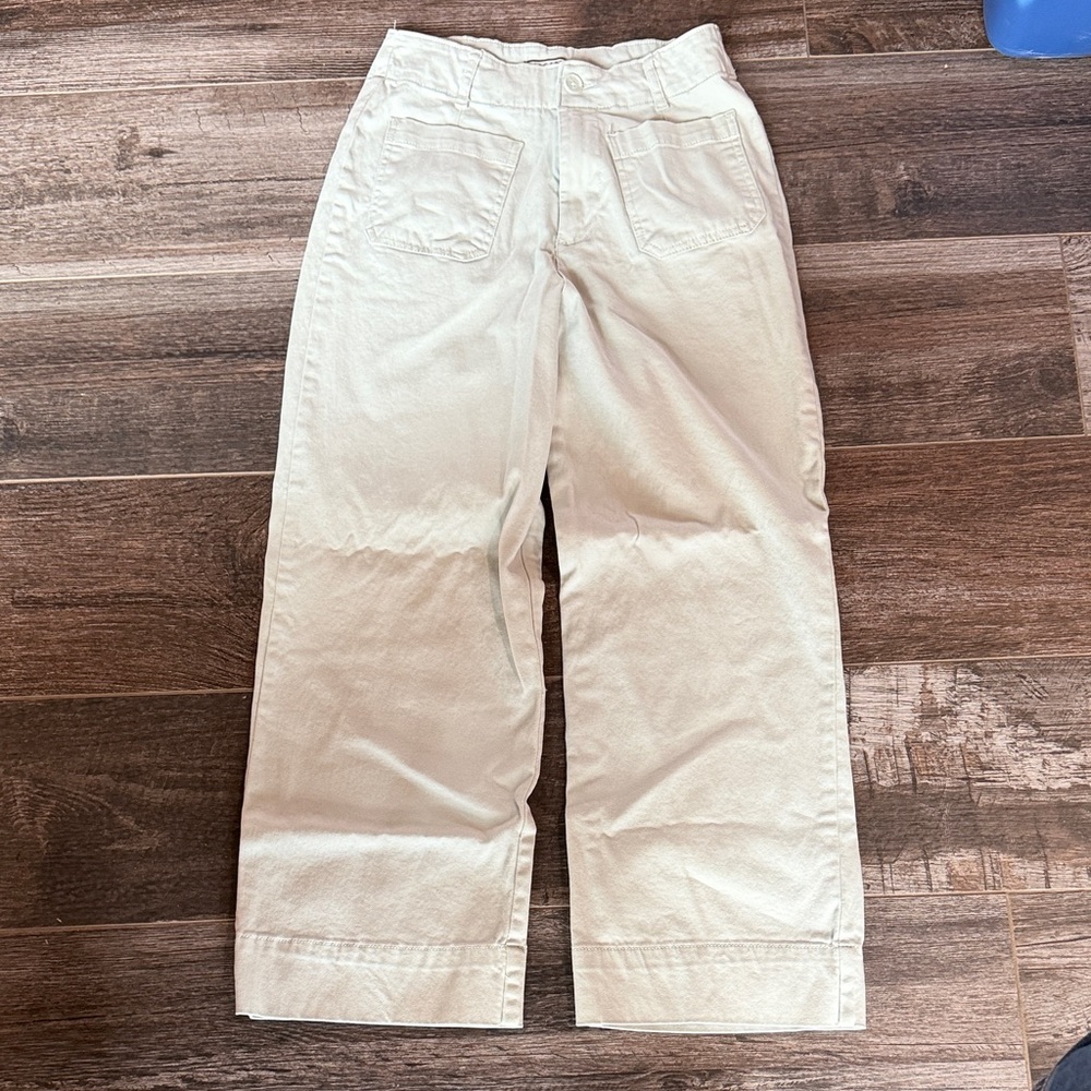 Cream Wide-Leg Pants
